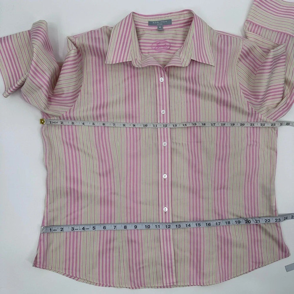 Foxcroft Women's Wrinkle Free Button Front 3/4 Sleeve Blouse Striped - Picture 4 of 6